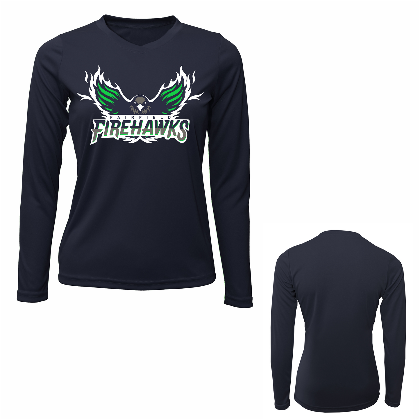 FSA LADIES FAIRFIELD FIREHAWKS LONG SLEEVE DRIFIT FLYING HAWK LOGO