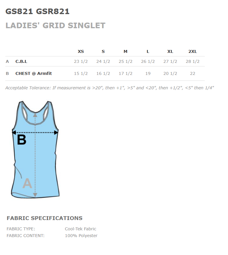 Ladies Grid Singlet Tank Top- PVA Volleyball