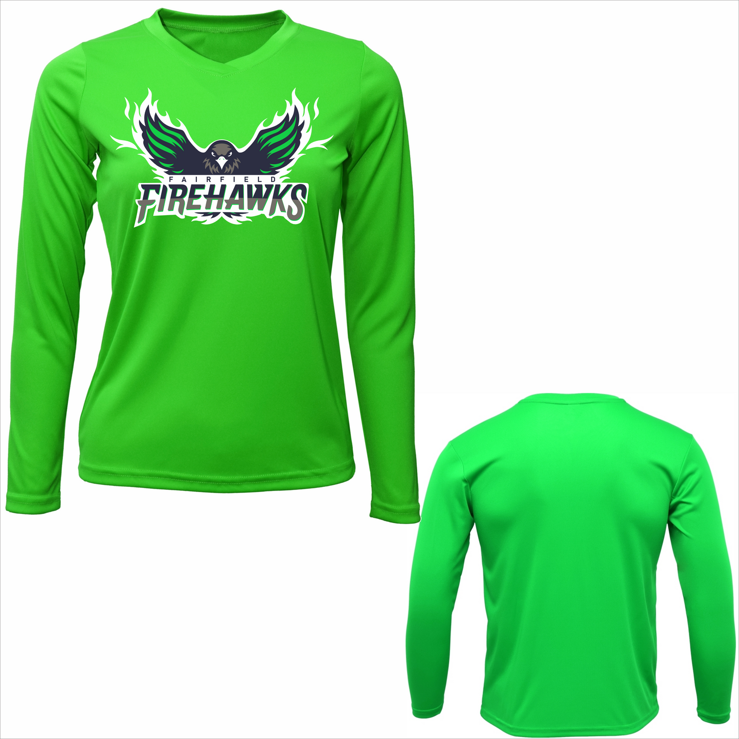 FSA LADIES FAIRFIELD FIREHAWKS LONG SLEEVE DRIFIT FLYING HAWK LOGO