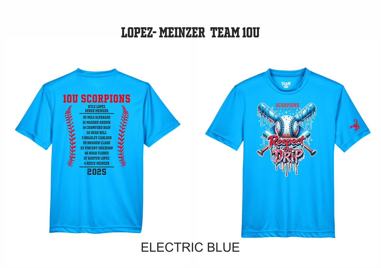 Scorpions Baseball Roster Shirt - 10U