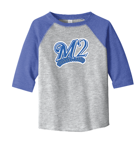 M2 Baseball - Logo 3/4 sleeve Toddler Baseball T-Shirt