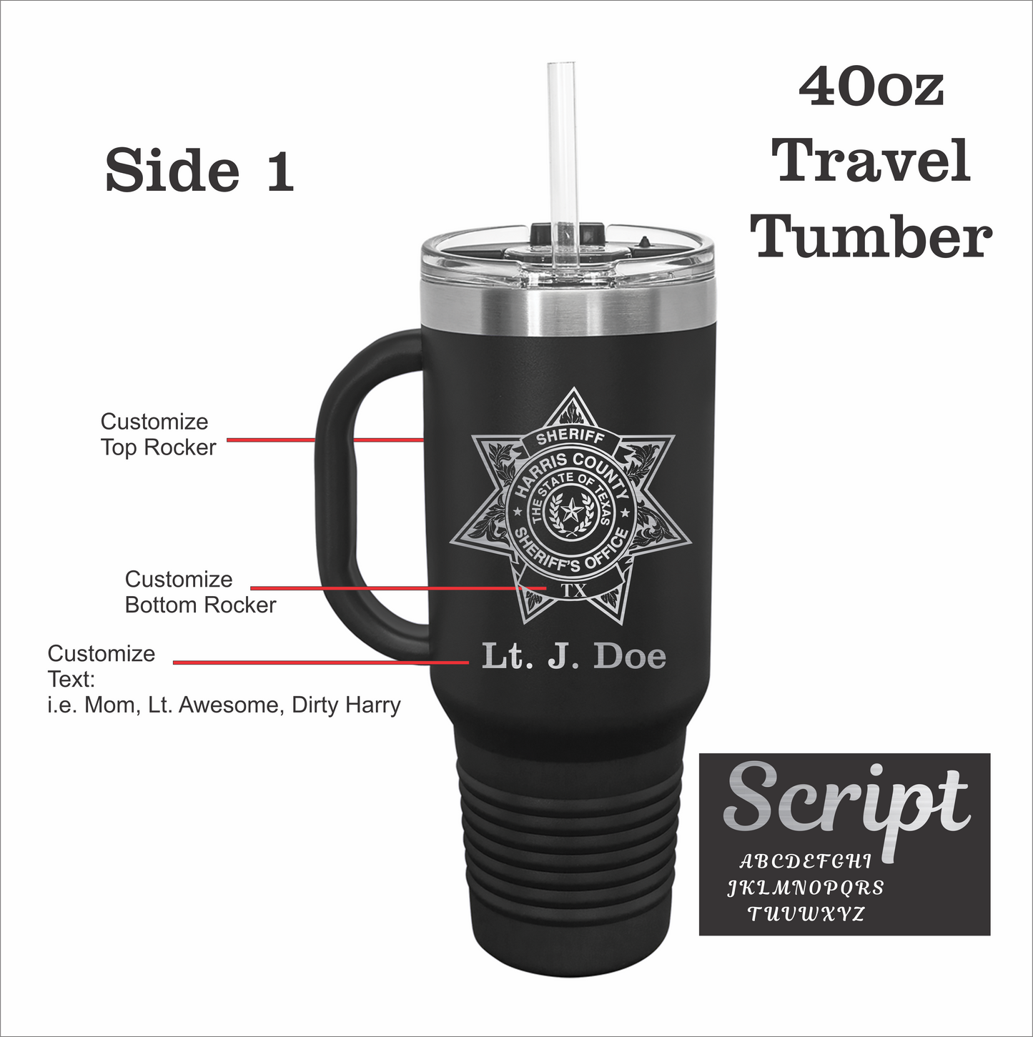 Custom HCSO 40oz Travel Tumbler with  Punisher
