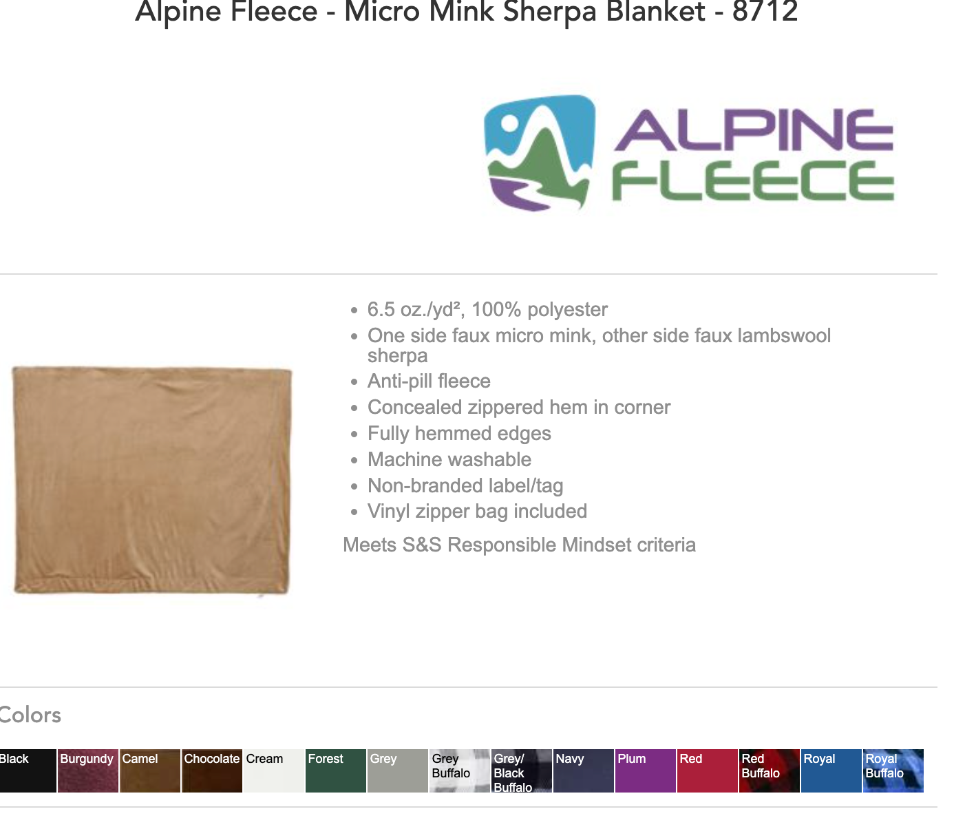 Alpine Fleece - Micro Mink Sherpa Blanket