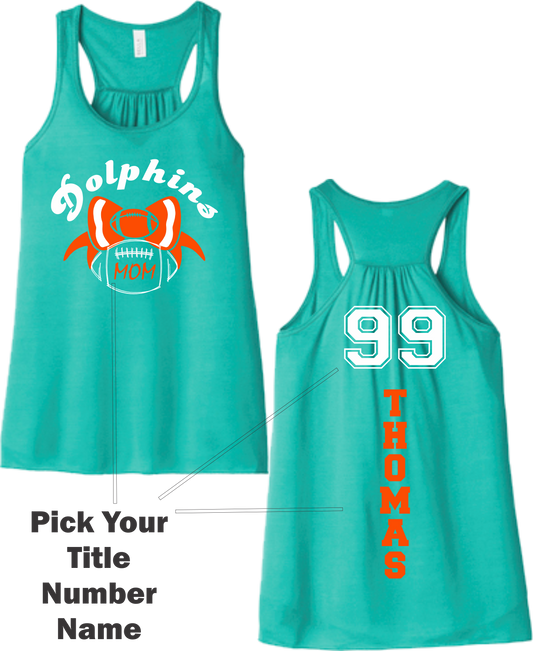 Personalized Dolphins Ladies Flowy Back Bella Canvas Tank Top or T Shirt