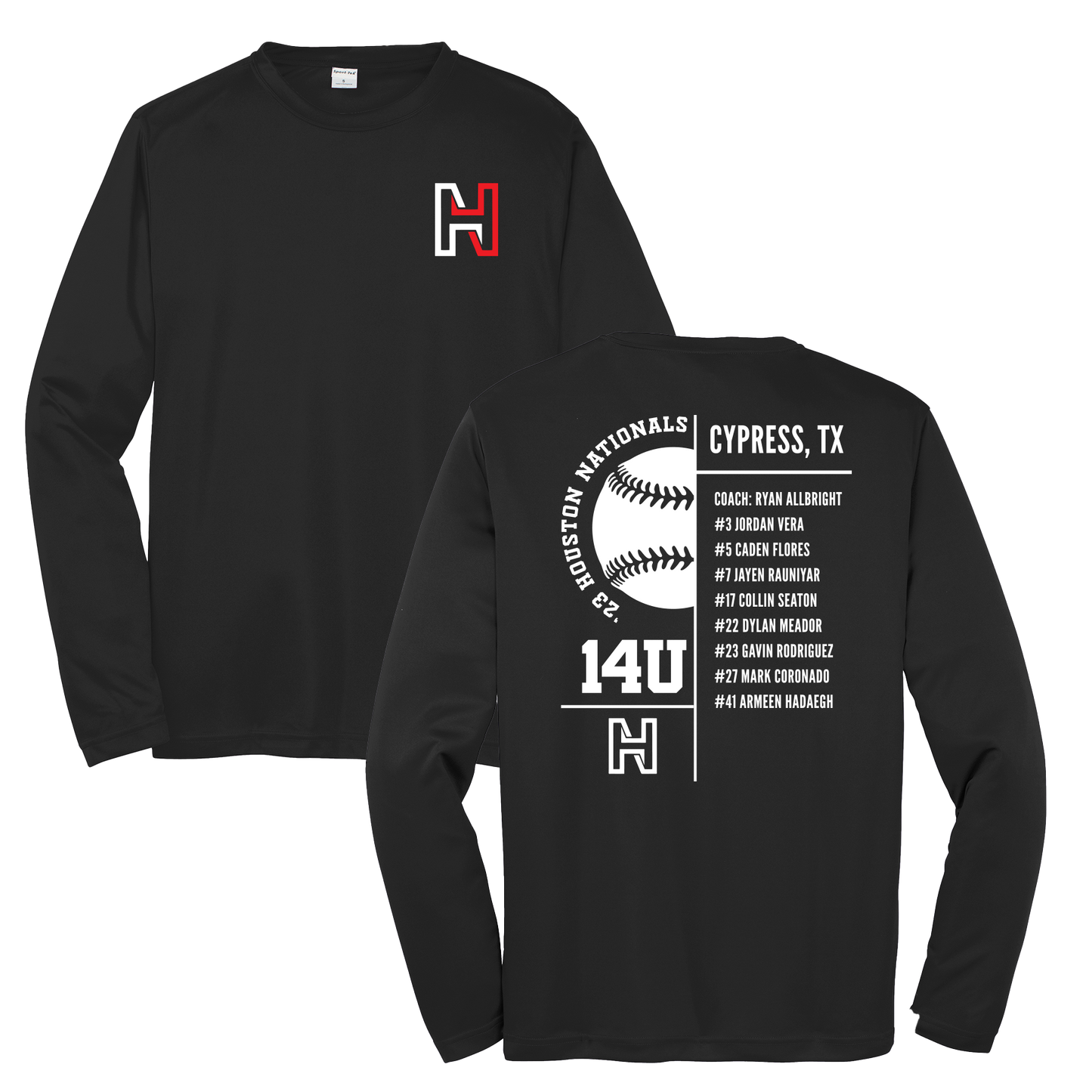 Long Sleeve Baseball Roster Shirt - 14U