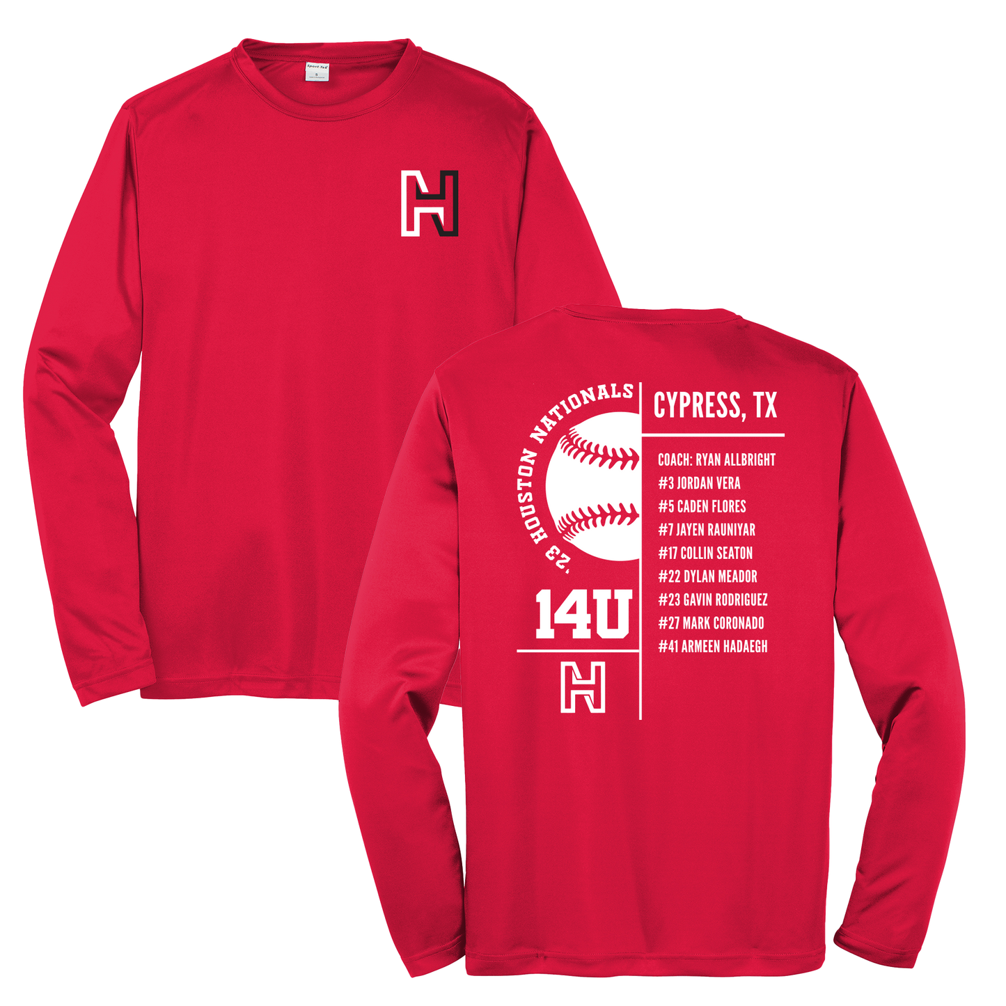 Long Sleeve Baseball Roster Shirt - 14U