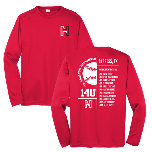 Long Sleeve Baseball Roster Shirt - 14U