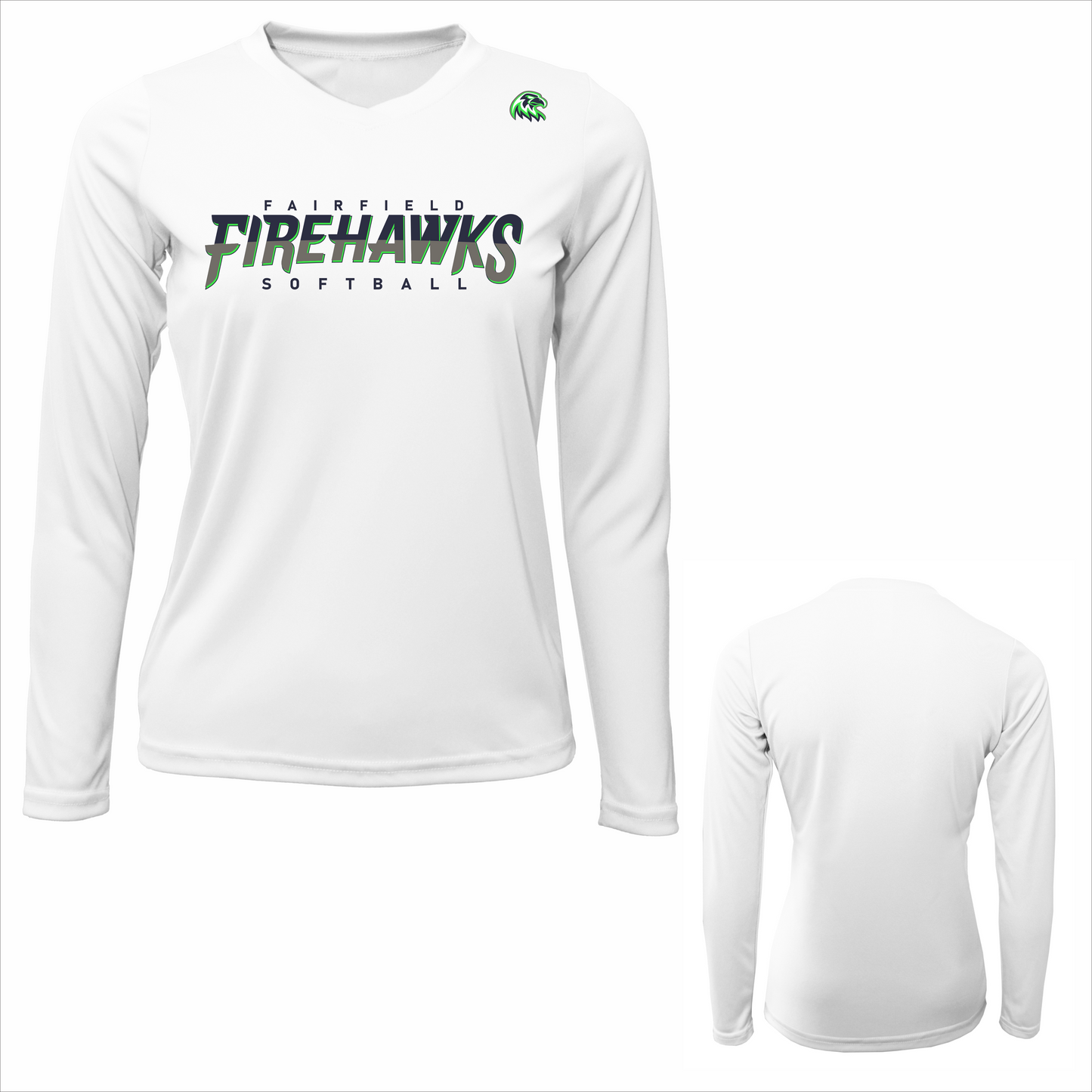 FSA LADIES FAIRFIELD FIREHAWKS LONG SLEEVE DRIFIT WITH HAWK HEAD