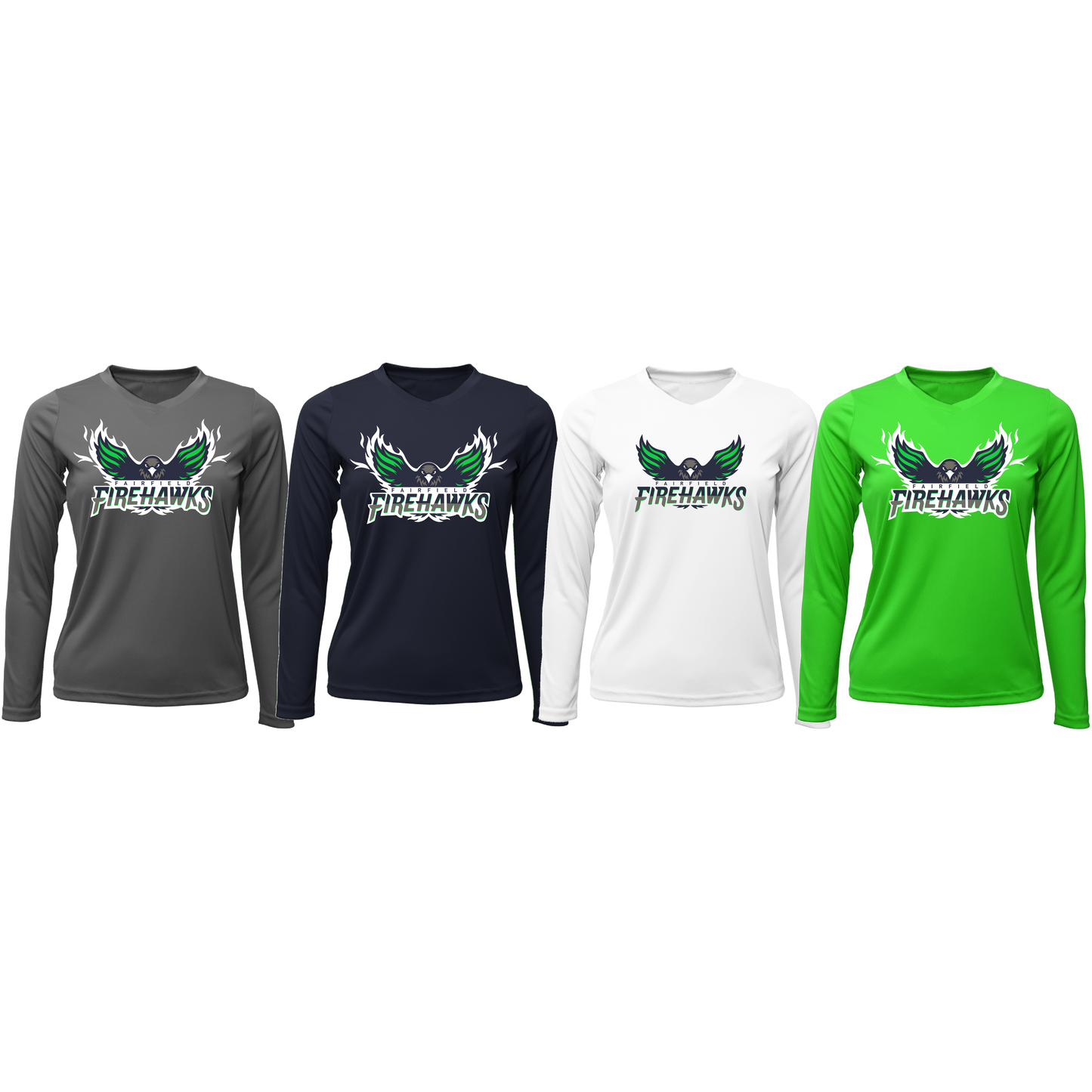 FSA LADIES FAIRFIELD FIREHAWKS LONG SLEEVE DRIFIT FLYING HAWK  LOGO