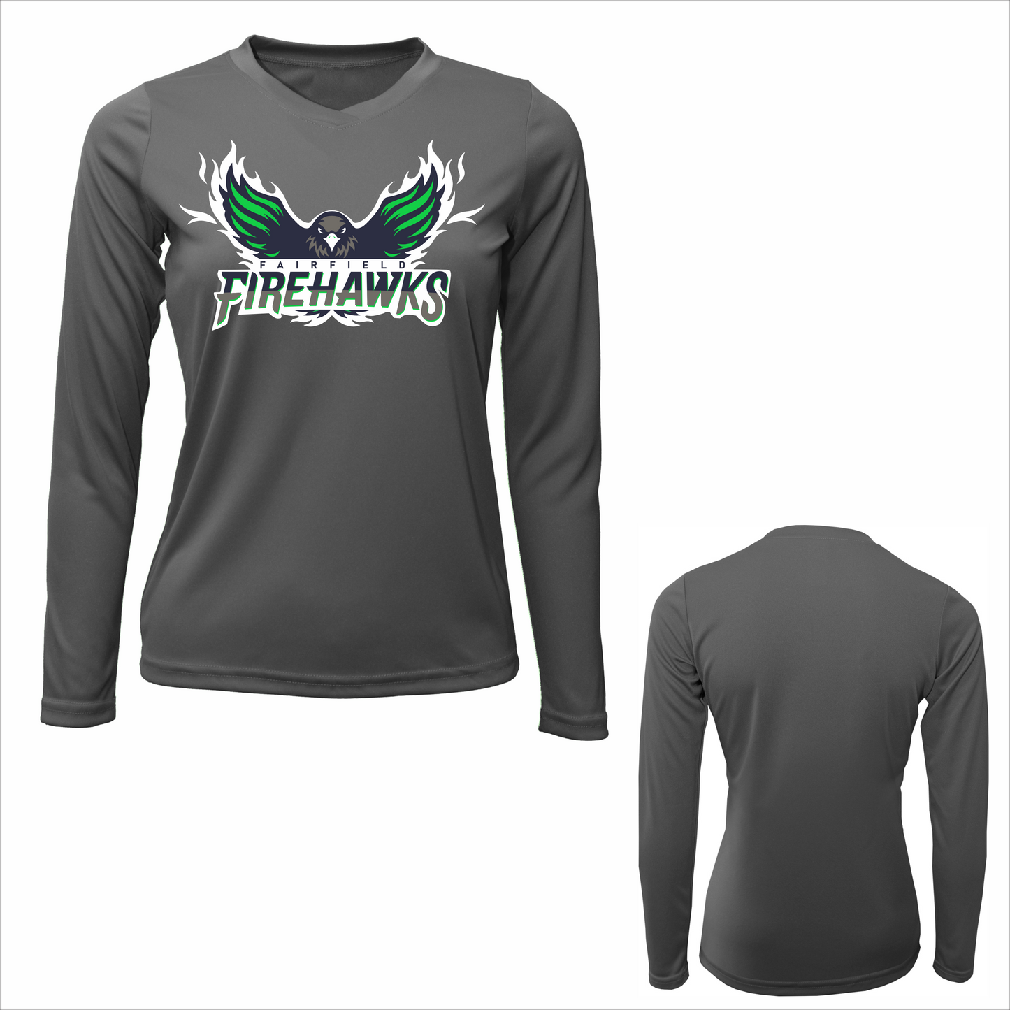 FSA LADIES FAIRFIELD FIREHAWKS LONG SLEEVE DRIFIT FLYING HAWK  LOGO