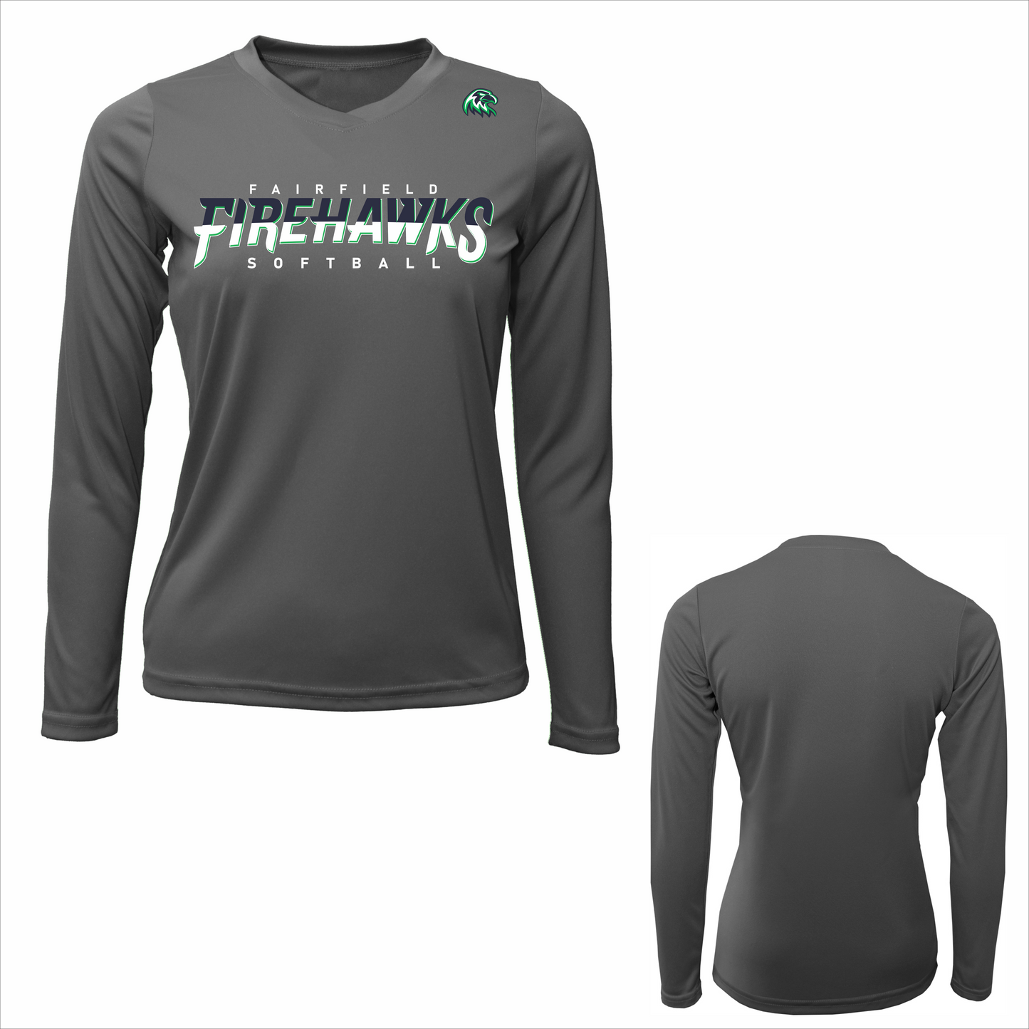 FSA LADIES FAIRFIELD FIREHAWKS LONG SLEEVE DRIFIT WITH HAWK HEAD