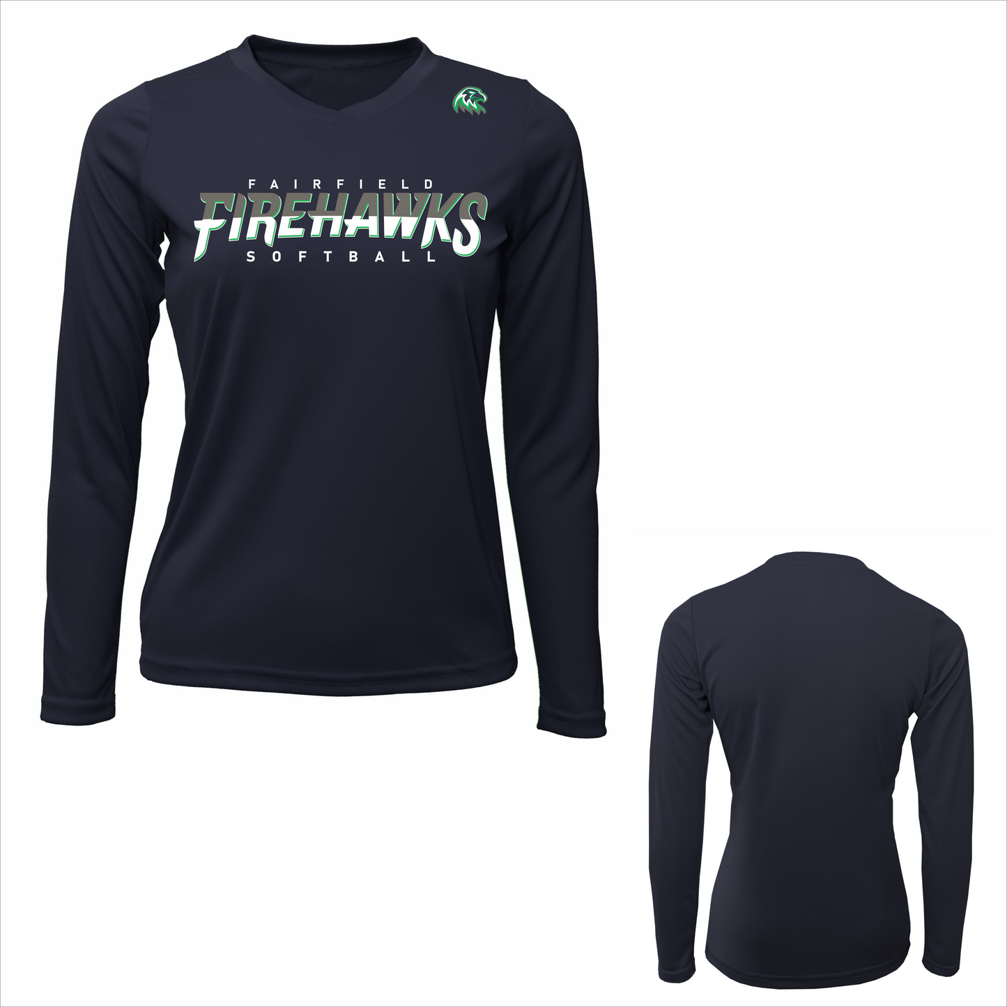 FSA LADIES FAIRFIELD FIREHAWKS LONG SLEEVE DRIFIT WITH HAWK HEAD