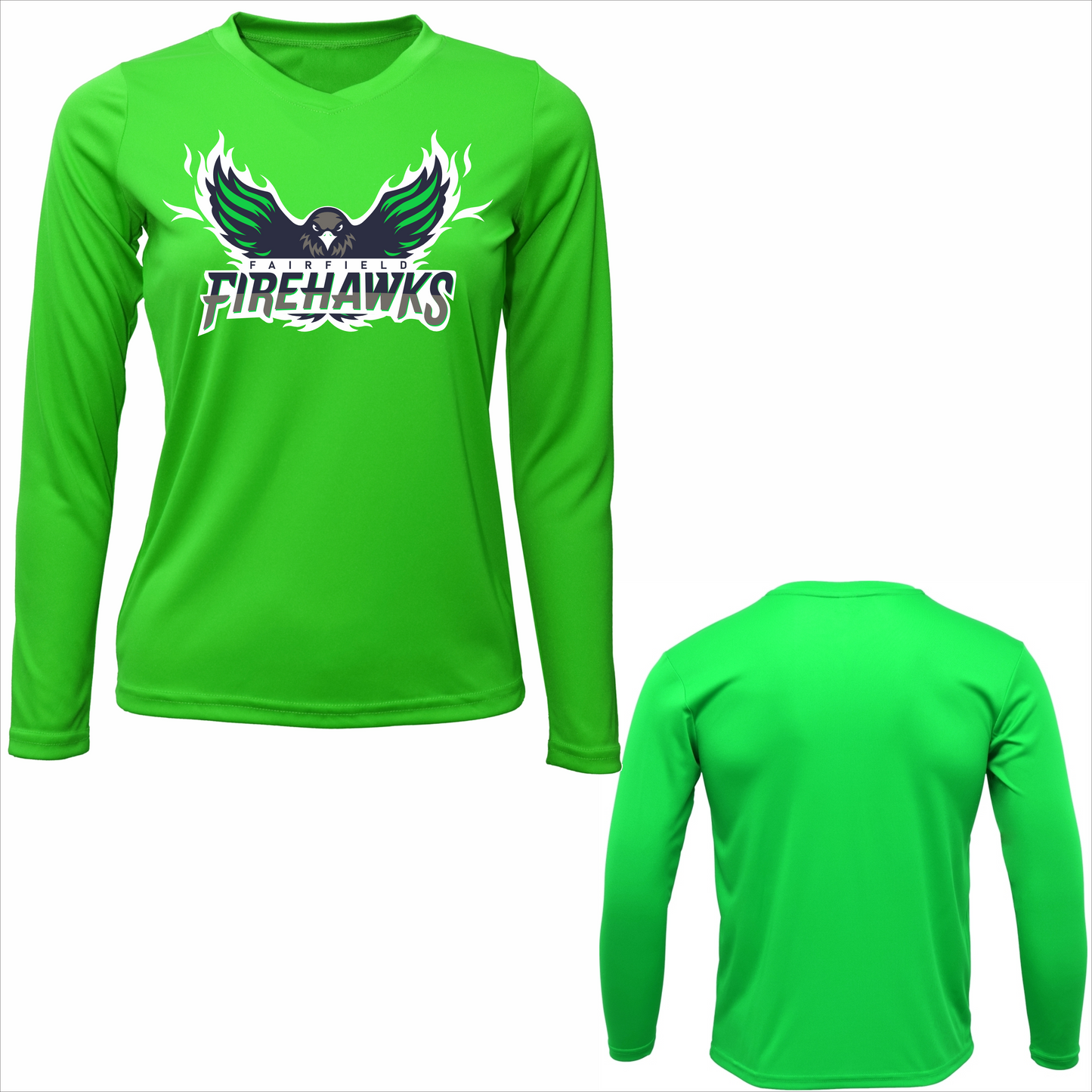 FSA LADIES FAIRFIELD FIREHAWKS LONG SLEEVE DRIFIT FLYING HAWK  LOGO