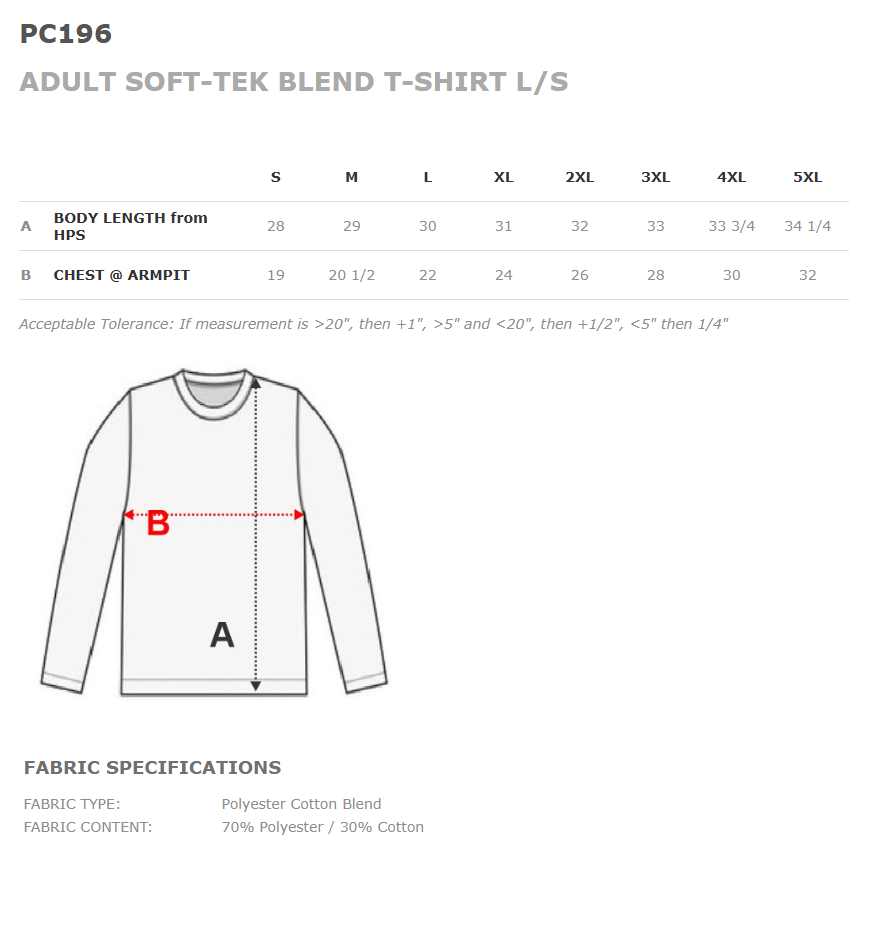 PVA Texas Long Sleeve Cotton Poly Blend Tee