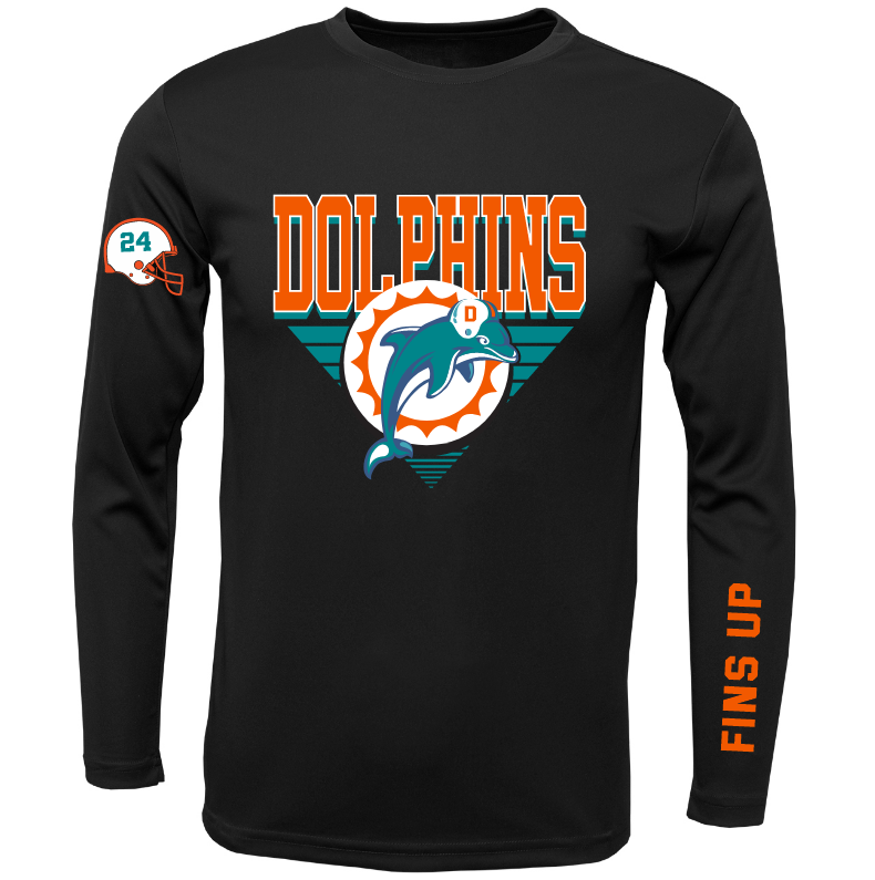 Long Sleeve Dri FIt Dolphins FIns Up Shirt