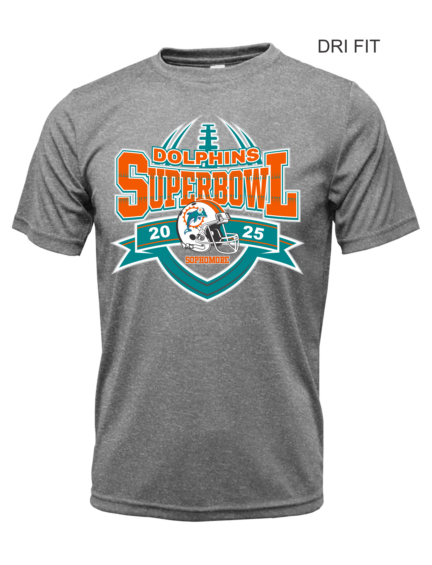 SOPHOMORE DOLPHINS SUPERBOWL DRI FIT TEE 2025
