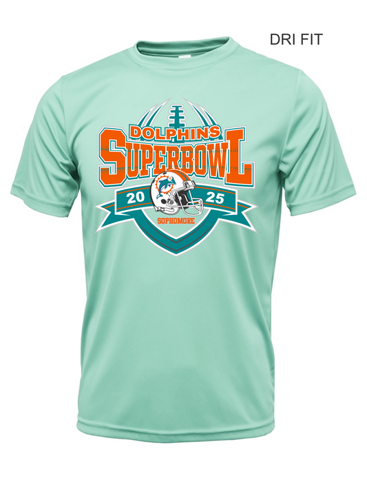 SOPHOMORE DOLPHINS SUPERBOWL DRI FIT TEE 2025