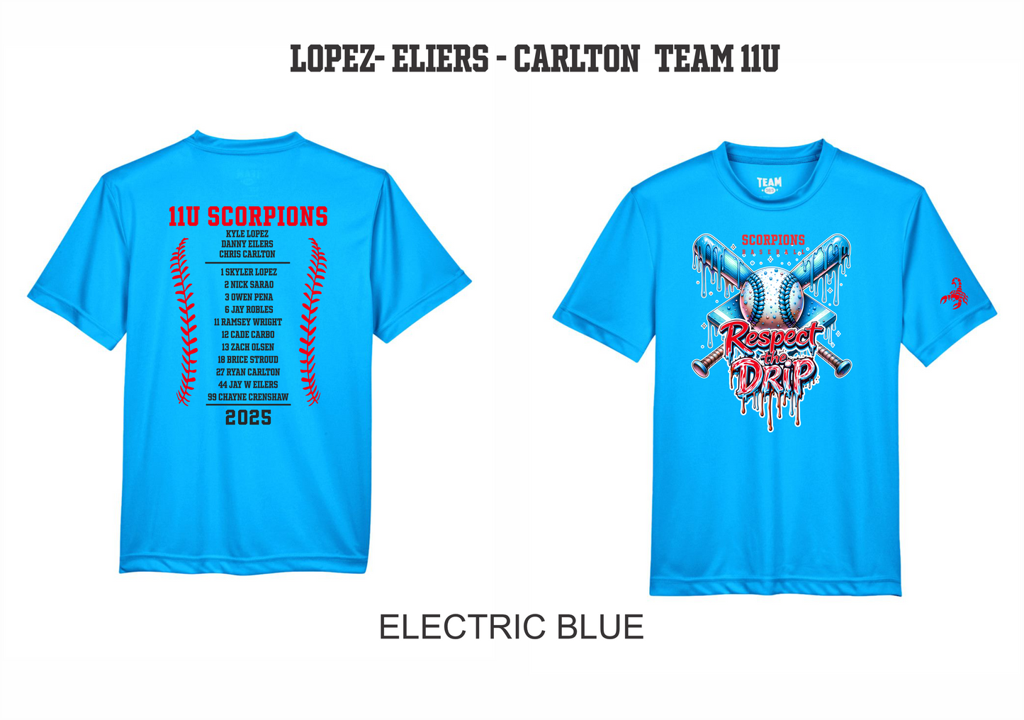 Scorpions Baseball Roster Shirt - 11U
