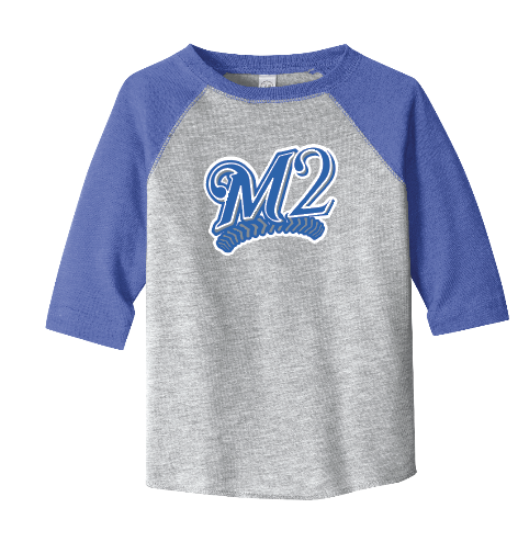 M2 Baseball  - Logo 3/4 sleeve Toddler Baseball T-Shirt