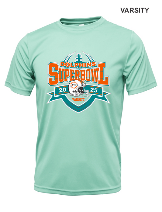 VARSITY DOLPHINS SUPERBOWL DRI FIT TEE 2025