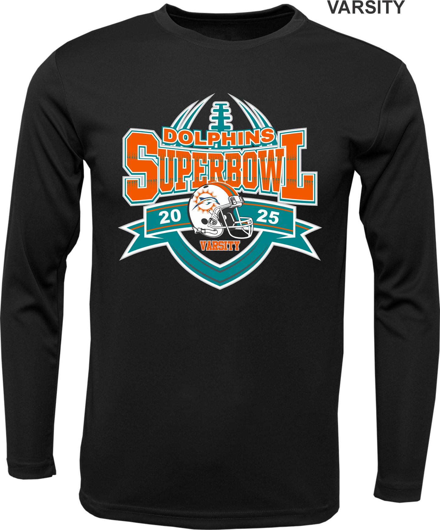 VARSITY DOLPHIN SUPERBOWL LONG SLEEVE DRI FIT 2025