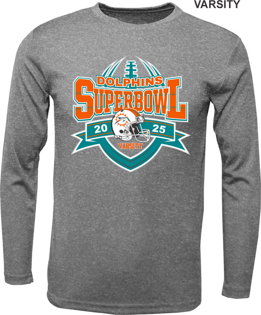 VARSITY DOLPHIN SUPERBOWL LONG SLEEVE DRI FIT 2025
