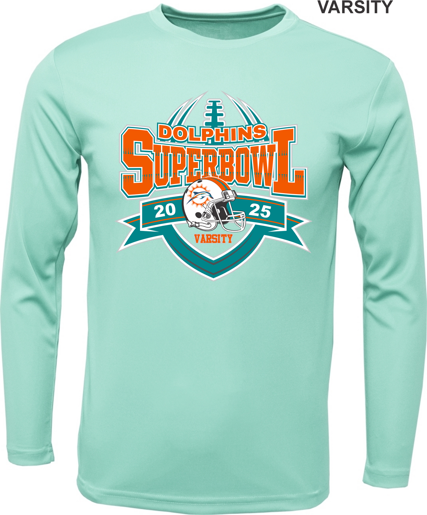 VARSITY DOLPHIN SUPERBOWL LONG SLEEVE DRI FIT 2025