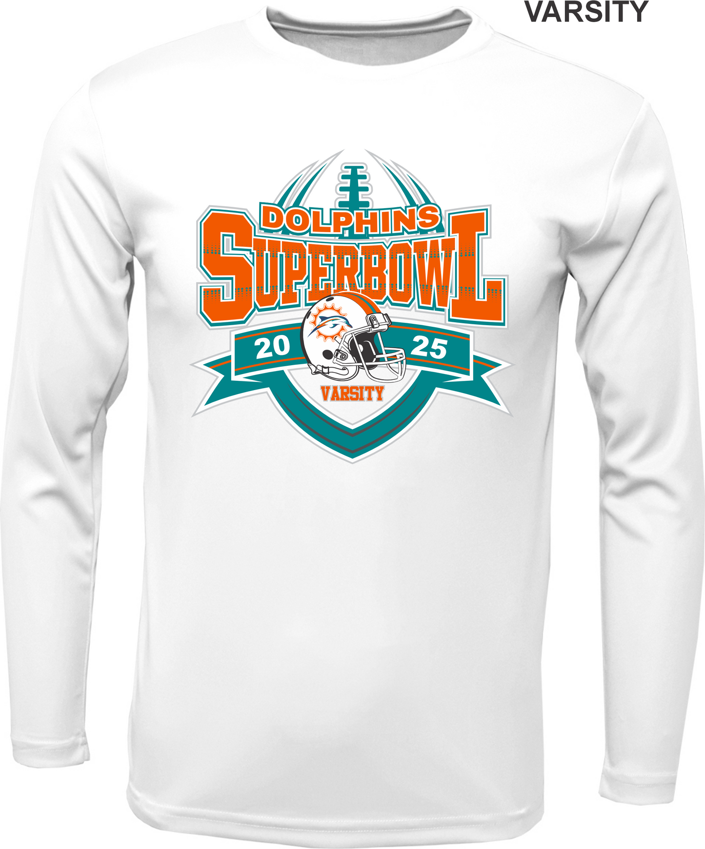 VARSITY DOLPHIN SUPERBOWL LONG SLEEVE DRI FIT 2025