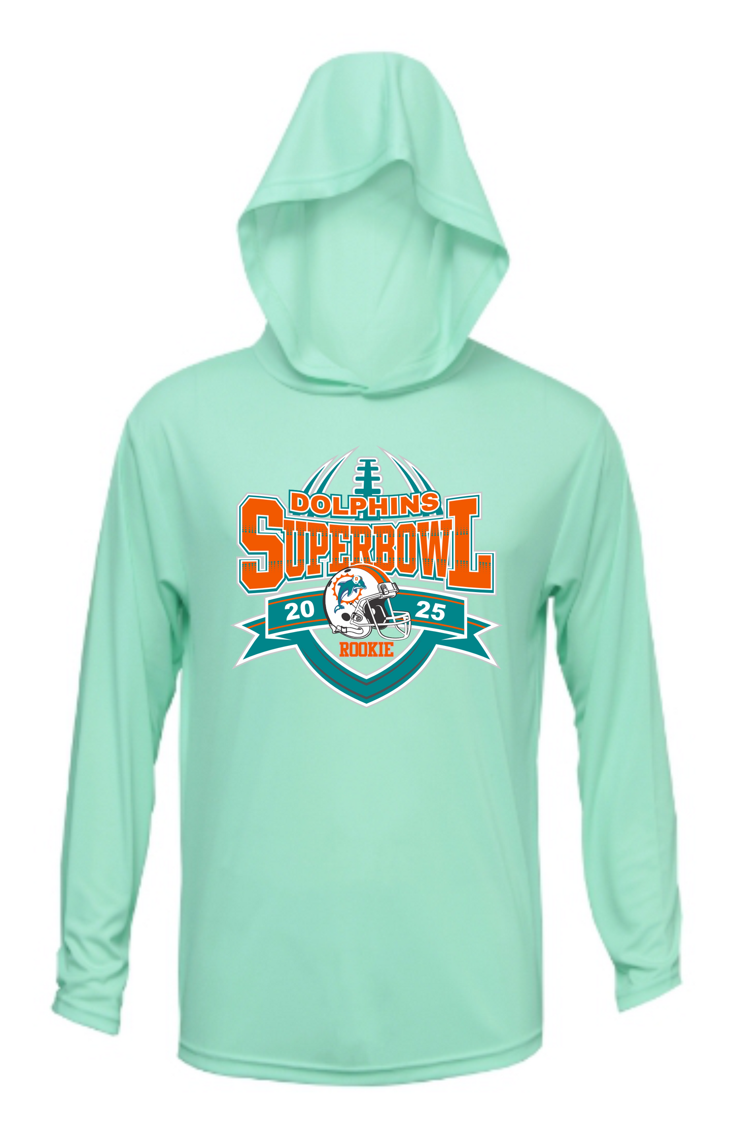ROOKIE DOLPHINS SUPERBOWL HOODED DRI FIT LONG SLEEVE SHIRT