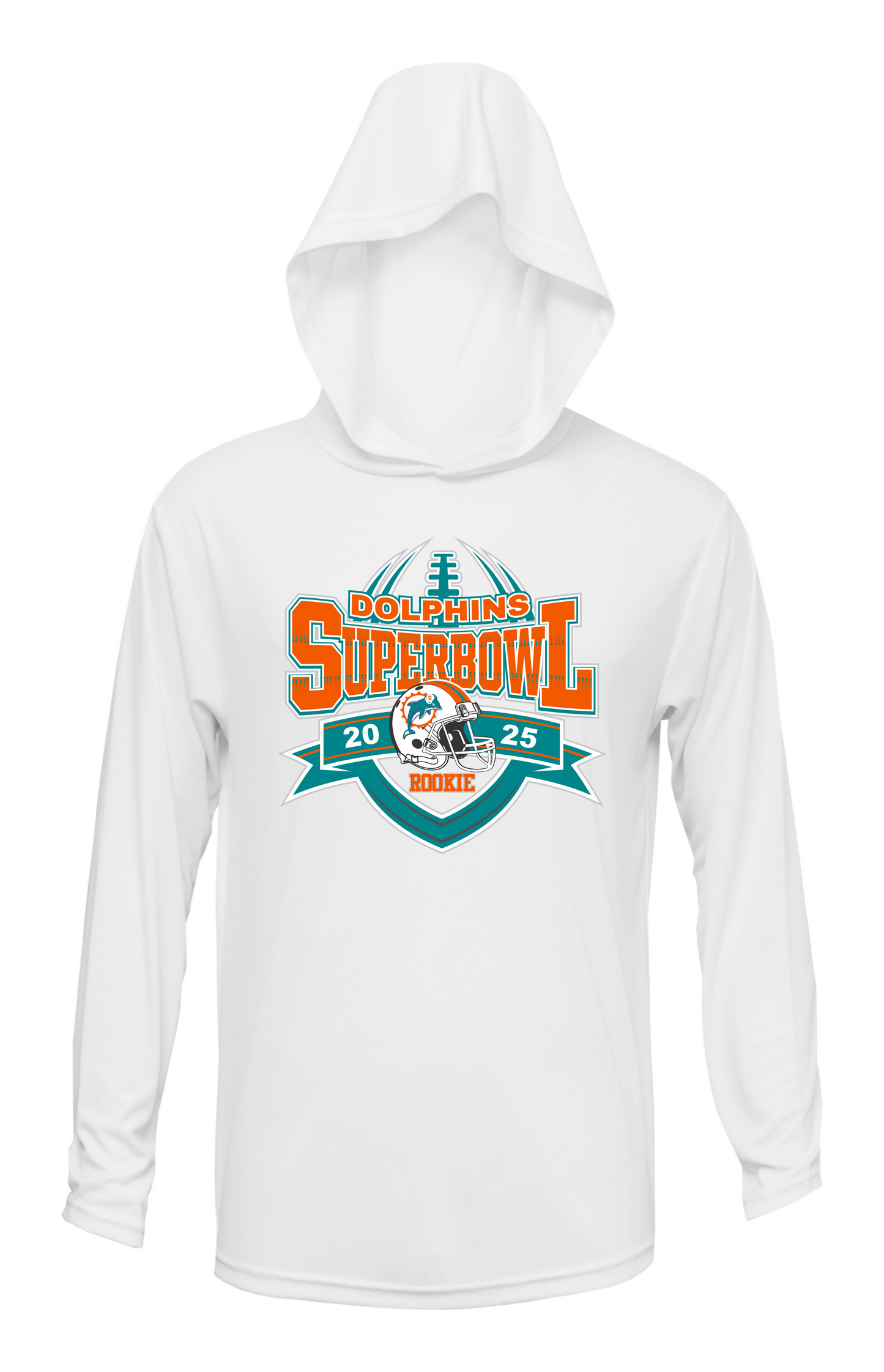ROOKIE DOLPHINS SUPERBOWL HOODED DRI FIT LONG SLEEVE SHIRT