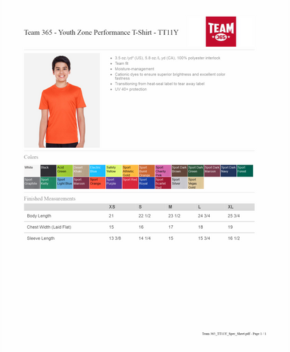 Scorpions Baseball Roster Shirt - 10U